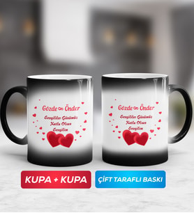 İkili Sevgiliye Sevgililer Günü Hediyesi 6 Sihirli Kupa Bardak