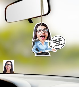 BK Gift Kişiye Özel Bayan Kolay Yetişmiyor Karikatürlü Ahşap Araba Dikiz Ayna Süsü-2 (Beyaz)