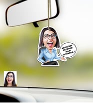 BK Gift Kişiye Özel Bayan Kolay Yetişmiyor Karikatürlü Ahşap Araba Dikiz Ayna Süsü-2 (Beyaz)