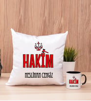 Hakim Kare Yastık ve Siyah Kupa Bardak