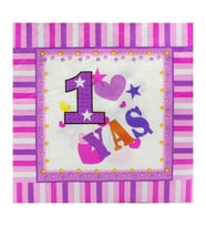 1 Yaş Doğum Günü Peçete, Pembe - 33 x 33 cm - 20 Adet (STD)