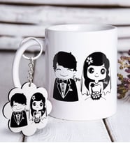 BK Gift Kişiye Özel Sevgililer Günü Beyaz Kupa ve Anahtarlık Hediye Seti-98 (Model 1)