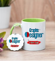 Grafiker Yeşil Kupa Bardak Ve Anahtarlık Set