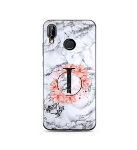 Mermer Çiçekli Harf Tasarım Süper Şeffaf Silikon Telefon Kılıfı Huawei P20 Lite 