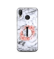 Mermer Çiçekli Harf Tasarım Süper Şeffaf Silikon Telefon Kılıfı Huawei P20 Lite 