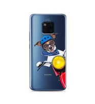 Motorcu Köpek Tasarımlı Süper Şeffaf Silikon Telefon Kılıfı Huawei Mate 20 Pro