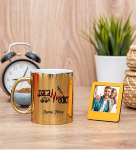 Paramedik Gold Kupa Bardak ve Sarı Mini Fotoğraf Çerçevesi