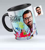 BK Gift Kişiye Özel Bay Kimya Mühendisi Karikatürlü Siyah Kupa Bardak  1