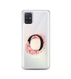 Pembe Çiçekli Harf Tasarım Süper Şeffaf Silikon Telefon Kılıfı Samsung A51 O-Har