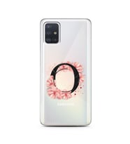 Pembe Çiçekli Harf Tasarım Süper Şeffaf Silikon Telefon Kılıfı Samsung A51 O-Har