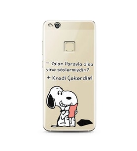 Snoopy Tasarımlı Süper Şeffaf Silikon Telefon Kılıfı Huawei P10 Lite 