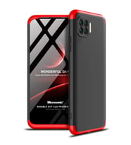 Microsonic Oppo Reno 4 Lite Kılıf Double Dip 360 Protective Siyah Kırmızı