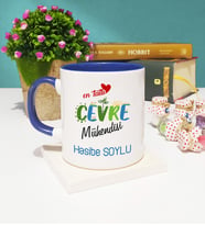 Mesajlı Çevre Mühendisi Tasarımlı Kişiye Özel Çevre Mühendisi Kupa Bardak Lacivert