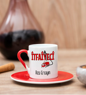 İtfaiyeci Kırmızı Türk Kahvesi Fincanı