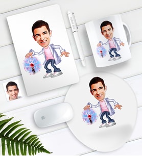 BK Gift Kişiye Özel Bay Elektrik Mühendisi Karikatürlü Defter Kalem Kupa Mouse Pad Seti (Model 1)