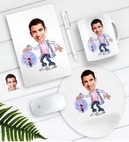 BK Gift Kişiye Özel Bay Elektrik Mühendisi Karikatürlü Defter Kalem Kupa Mouse Pad Seti (Model 1)