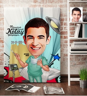 BK Gift Kişiye Özel Bay Cerrah Karikatür Kanvas Tablo 70x100cm 1