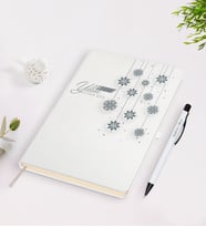 BK Gift Kişiye Özel Yılbaşı Mutlu Yıllar Temalı Beyaz Defter Kalem Seti - 10