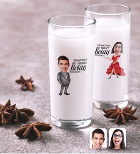 BK Gift Kişiye Özel Renkli Baskılı Erkek ve Bayan Kolay Yetişmiyor Karikatürlü İkili Rakı Bardağı Seti-1 (Beyaz)