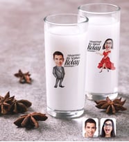 BK Gift Kişiye Özel Renkli Baskılı Erkek ve Bayan Kolay Yetişmiyor Karikatürlü İkili Rakı Bardağı Seti-1 (Beyaz)