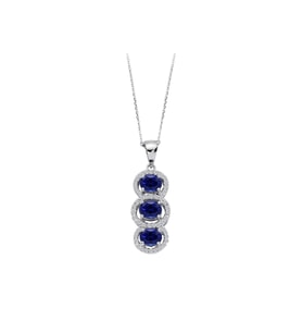 Sirius Pırlanta ve 3 Safir Taşlı Kolye 0704P0107