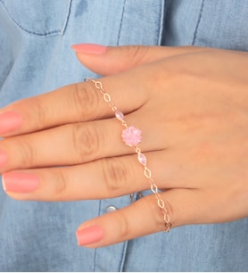 925 Ayar Gümüş Pembe Lotus Bileklik (Altın)