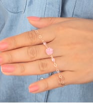 925 Ayar Gümüş Pembe Lotus Bileklik (Altın)