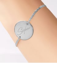 BK Gift Kişiye Özel İsimli Yuvarlak Silver Plaka Bileklik (Gümüş)
