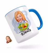 BK Gift Kişiye Özel Kadın Diyetisyen Karikatürlü Mavi Kupa Bardak-1