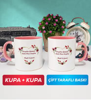 İkili Sevgiliye Sevgililer Günü Hediyesi 13 Kupa Bardak Pembe
