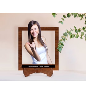 BK Gift Kişiye Özel Kadınlar Günü Fotoğraflı Ahşap Standlı 3D Biblo-1 (Beyaz)
