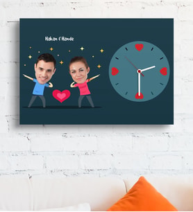 BK Gift Kişiye Özel Karikatür Ahşap Duvar Saati 45x31 Cm 1