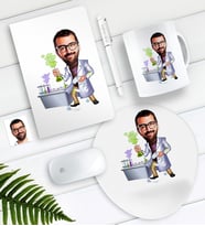 BK Gift Kişiye Özel Bay Kimya Mühendisi Karikatürlü Defter Kalem Kupa Mouse Pad Seti-1 (Model 1)