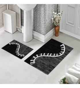 Banyo Halısı Ikili Klozet Takımı Kaymaz Tabanlı (60 xm x 100 cm + 40 cm x 60 cm) 