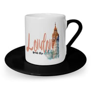 BK Gift Kişiye Özel London Tasarımlı Siyah Türk Kahvesi Fincanı  2