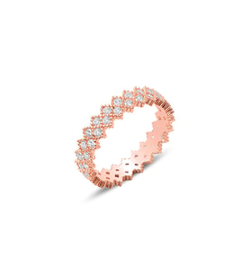 Söğütlü Silver Gümüş rose çapraz taşlı çift sıralı tamtur yüzük