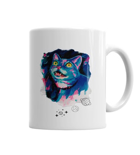 Space Cat Kedi Kupa Bardak Porselen