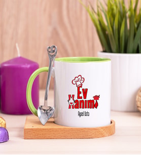 Ev Hanımı Ahşap Altlıklı Yeşil Kupa Bardak