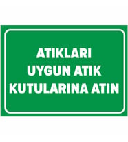 MIGNATIS - Atıkları Uygun Atık Kutularına Atın Levhası - Sac Malzeme 35x50cm