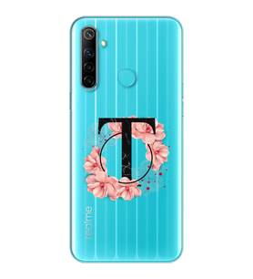 Pembe Çiçekli Harf Tasarım Süper Şeffaf Silikon Telefon Kılıfı Oppo Realmi 6i T-