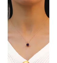 Lotus Çiçeği Ametist Taşlı Gümüş Kolye