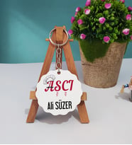 Aşçı Tasarımlı Kişiye Özel Hediye Aşçı Ahşap Anahtarlık