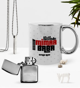 BK Gift Kişiye Özel Mimar Baba Krom Kupa Benzinli Çakmak Kolye Seti-1 (Model 1)