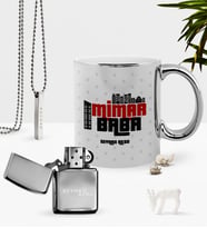 BK Gift Kişiye Özel Mimar Baba Krom Kupa Benzinli Çakmak Kolye Seti-1 (Model 1)