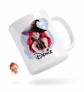 BK Gift Kişiye Özel Kadın Cadı Karikatürlü Beyaz Kupa Bardak-2