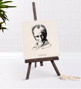 BK Gift Kişiye Özel Atatürk Temalı Şovaleli Doğal Taş-18 (Beyaz)