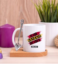 8 De Kapanır 18 De Taraftar Ahşap Altlıklı Beyaz Kupa Bardak