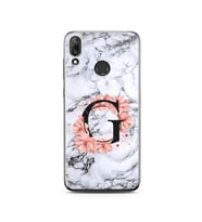 Mermer Çiçekli Harf Tasarım Süper Şeffaf Silikon Telefon Kılıfı Huawei Y7 2019 G