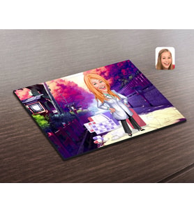 BK Gift Kişiye Özel Kadın Eczacı Karikatürlü Ahşap Puzzle-3