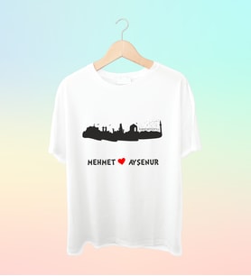 Şehrinize Özel İsim Baskılı Siluet Tshirt